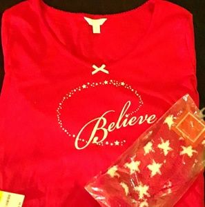 Charter Club Night shirt & matching fuzzy footies